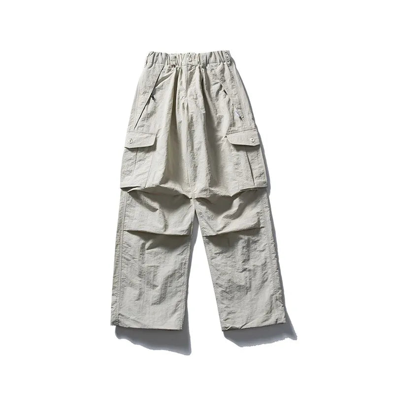 Mens Womens Spring Summer Lightweight Quick Dry Baggy Loose Paratrooper Cargo Pants Outdoor Techwear Multi Pocket Streetwear
