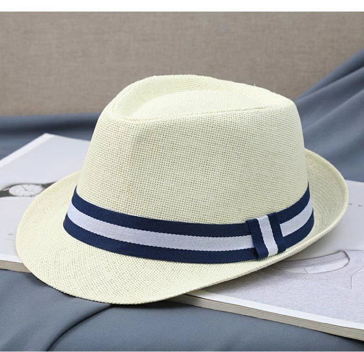 New Hat Men Summer Short Shading Fashion Jazz Gentleman Hat Middle-aged and Old Outdoor Leisure Joker Hat