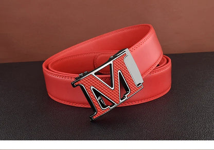 M letter Men Designer Belts High Quality White Luxury Brand Belt Automatic Buckl Cowskin Casual Waist Strap Ceinture Homme