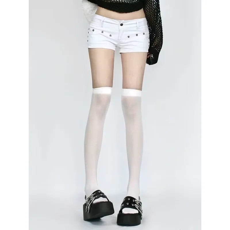 Y2k Streetwear Harajuku E-girl Summer Women 2000s Grunge Kpop Japanese Gyaru Low Rise Jean Shorts Slim Denim Hot Pants Trashy