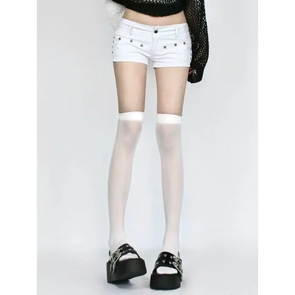 Y2k Streetwear Harajuku E-girl Summer Women 2000s Grunge Kpop Japanese Gyaru Low Rise Jean Shorts Slim Denim Hot Pants Trashy