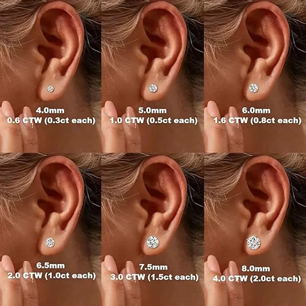 0.5-5carat Round brilliant Cut Moissanite Chain Earrings for Women Solitaire Lab Diamond Stud/Drop Earring 925 Silver with GRA