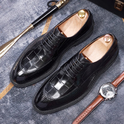 Luxury Man Dress Shoes Increased Height Oxfords Shoe Genuine Cowhide Leather Crocodile Pattern Elegant Wedding Male Footwear