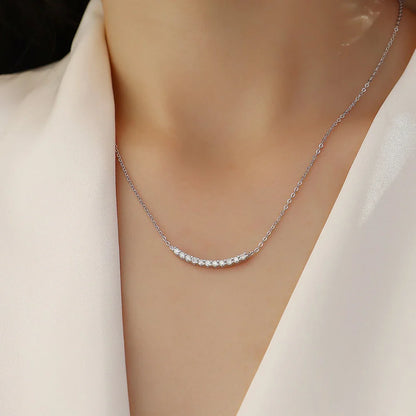 2.6mm Full Moissanite Necklace S925 Sterling Silver Plated 18k White Gold Smile Necklaces for Women Birthday Gift