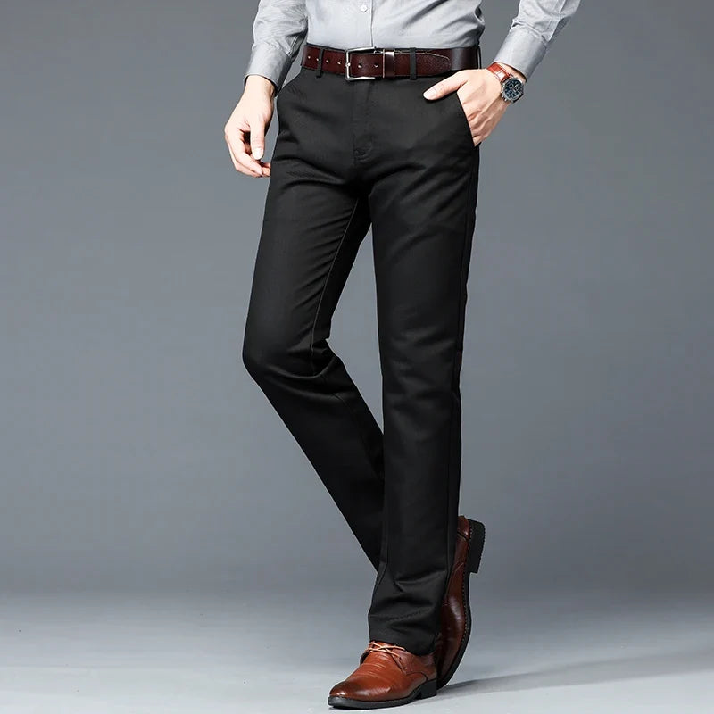 6 Colors Male Autumn Winter Casual Pants Chic Straight Formal Office Luxury Trousers Fashion Elastic Men Business Suit Pants