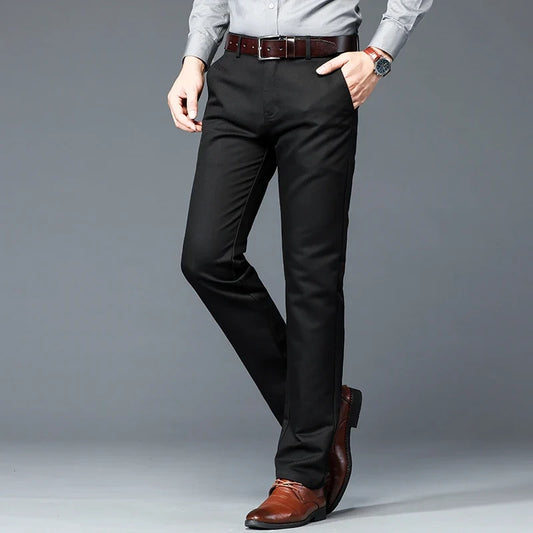 6 Colors Male Autumn Winter Casual Pants Chic Straight Formal Office Luxury Trousers Fashion Elastic Men Business Suit Pants