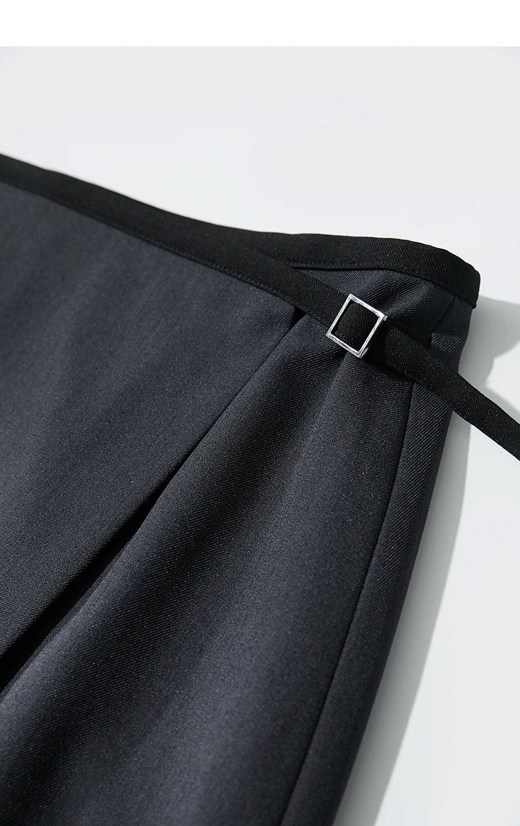Minimalist Women's Skirt 2025 Spring New Office Lady Versatile Fashion Asymmetric Wrinkle A-line Half-body Skirt 12511092