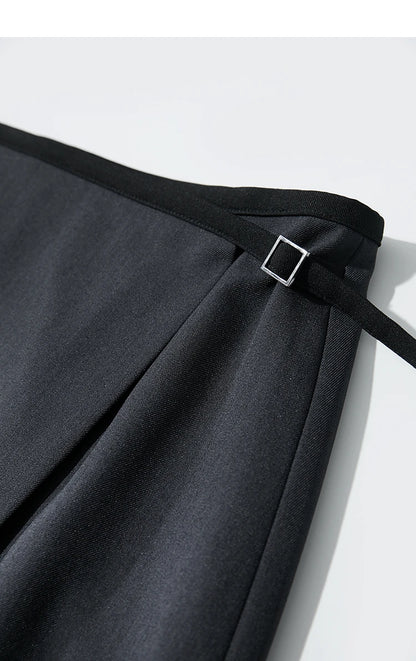 Minimalist Women's Skirt 2025 Spring New Office Lady Versatile Fashion Asymmetric Wrinkle A-line Half-body Skirt 12511092
