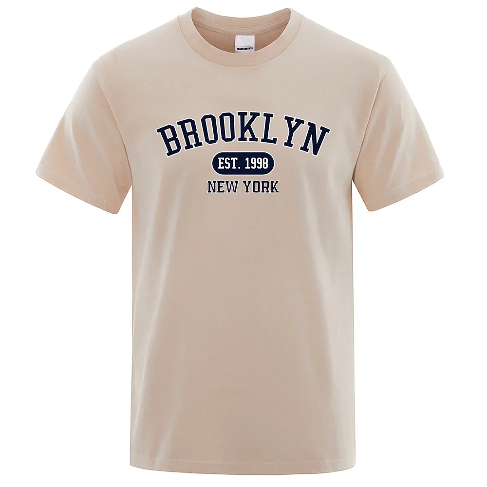 New York Letter T Shirts Man Casual Crewneck Streetwear Breathable Fashion Summer Tops Cotton Loose T-Shirts