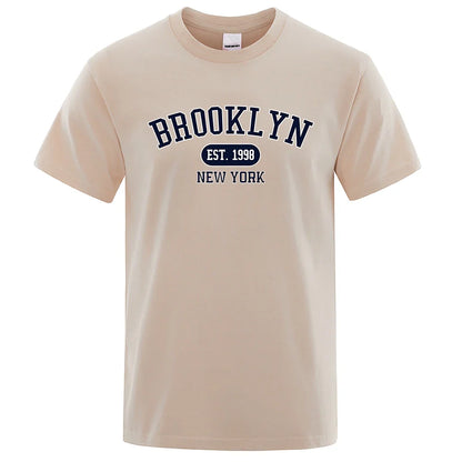 New York Letter T Shirts Man Casual Crewneck Streetwear Breathable Fashion Summer Tops Cotton Loose T-Shirts