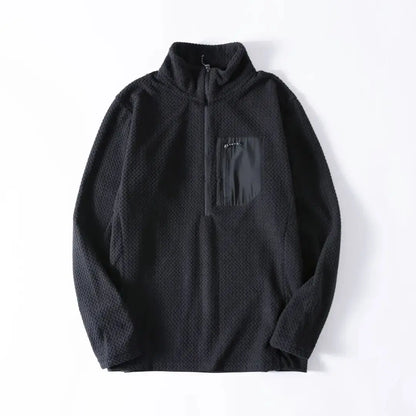 New Comfortable and Thick Men's and Women's Sports Semi-zipper Fleece Sweatshirt with Wavy Fleece and Long-sleeved Sweatshirt