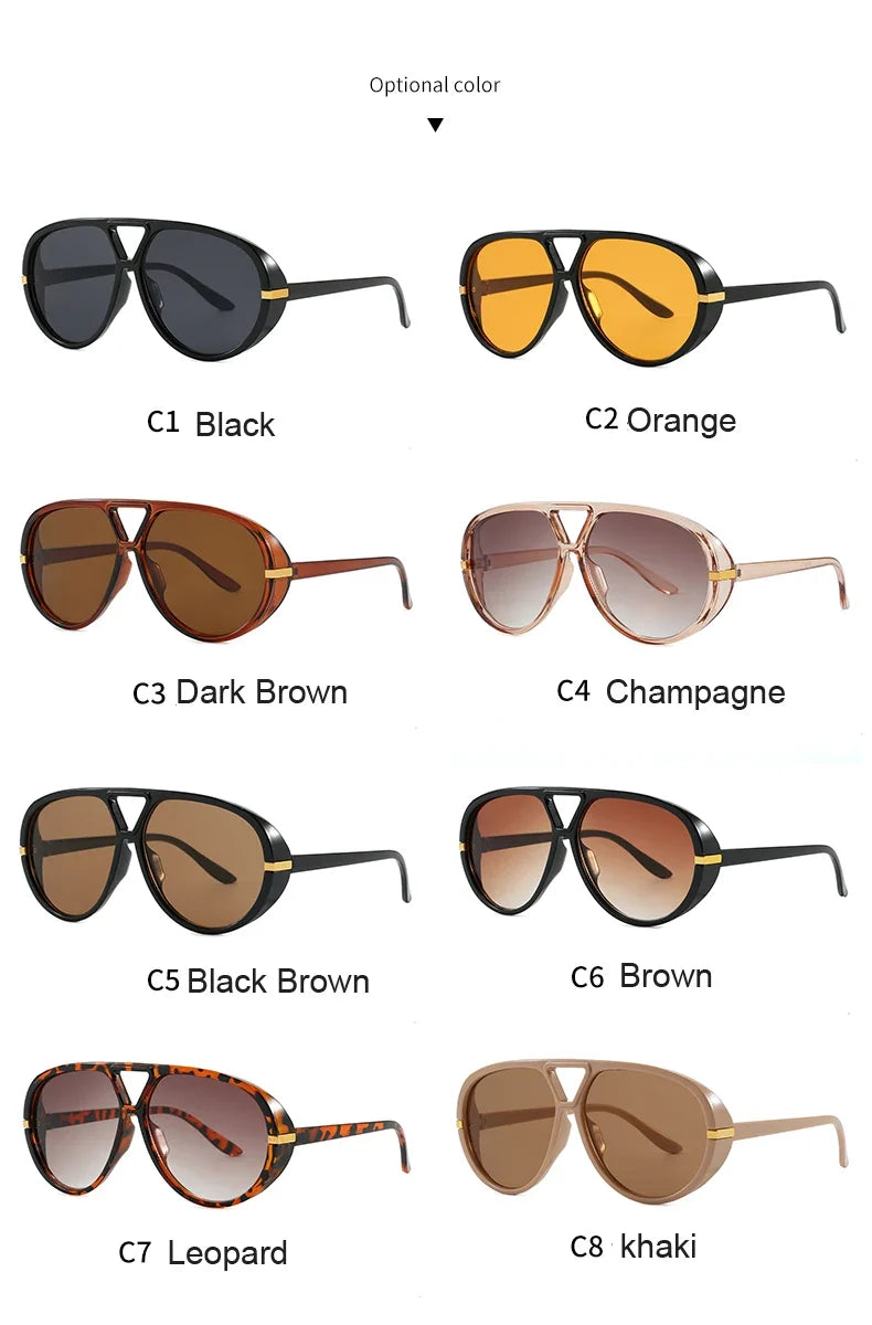 Cycling Trendy Women Square Twin Bridge Pilot Sunglasses New Luxury Designer Shades Outdoor Driving Travel Female Sun Glasses