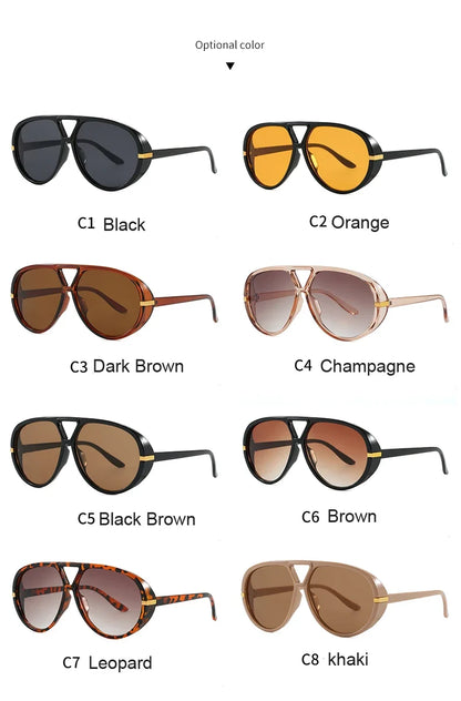 Cycling Trendy Women Square Twin Bridge Pilot Sunglasses New Luxury Designer Shades Outdoor Driving Travel Female Sun Glasses