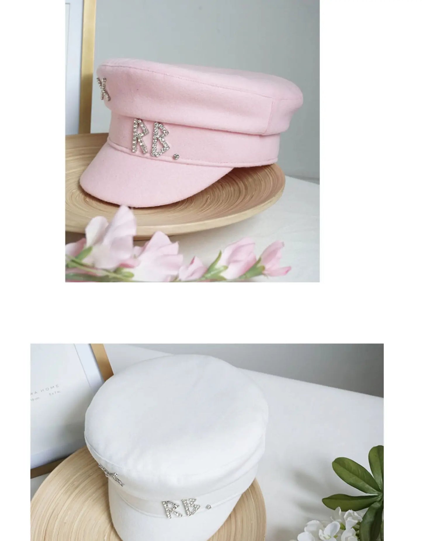 Autumn Winter Newsboy Caps Women Wool Diamond Letter Caps Baker Boy Cap S-XL