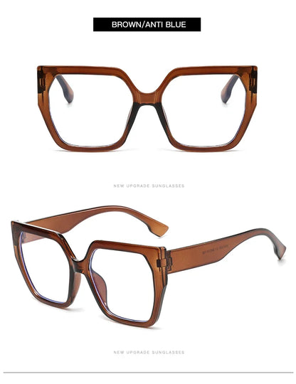 Cycling 8pcs Cateye Sunglasses Sets Women Luxury Minimalist Leopard Pattern Design Retro Polygonal Eyeglasses UV400 Unisex