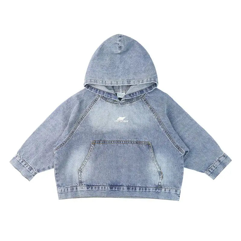 Children's Clothing Boy Denim Jacket Hoodies + Jeans 2 Pcs Set Autumn Spring Vintage Hole Pants Children's Hooded Pullover Top