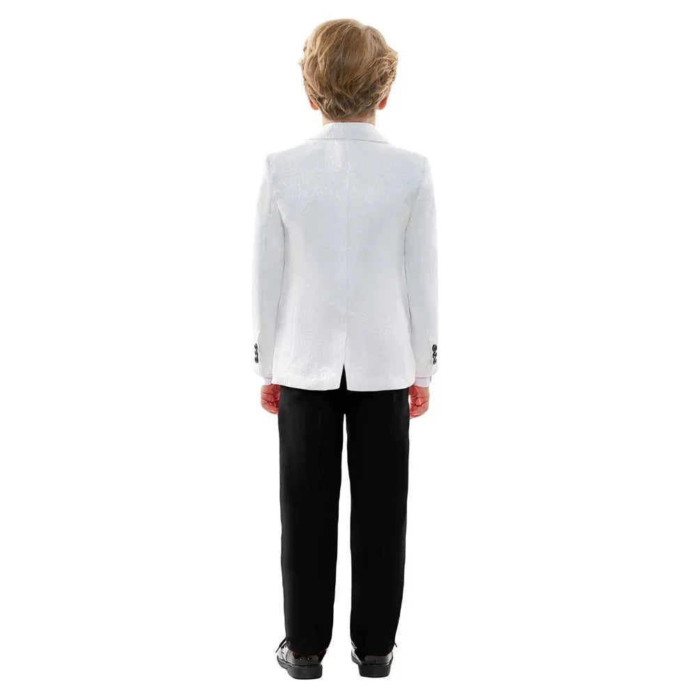 Classic Wedding Suit Set For Boys Slim Fitting Tuxedo Suits Blazer Vest Pants Bow-Tie 4PCS Graduation Piano Costume Dress wear