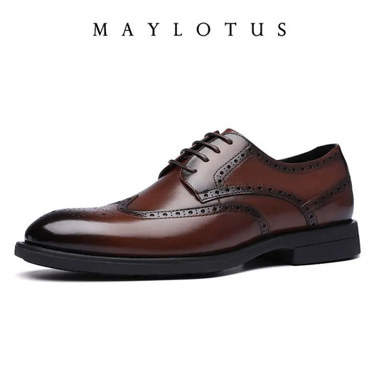 British Style Shoes PU Leather Business Formal Lace Up Oxfords Footwear Loafers Breathable Comfort Wedding Shoes