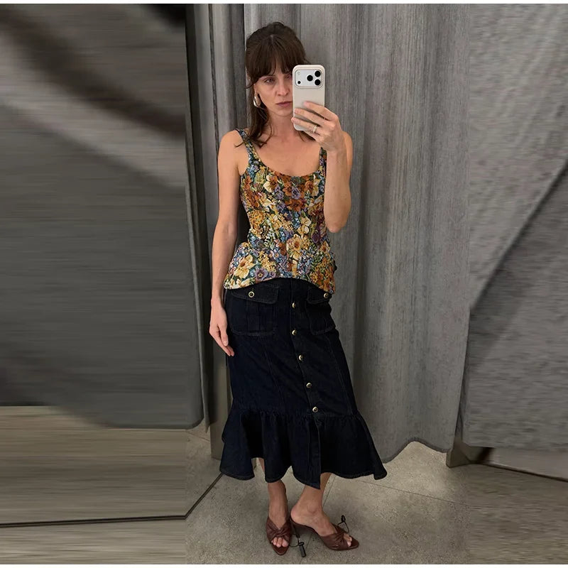 Sexy Print Sling Fishbone Corsets Women Backless Zipper Sleeveless Slim Tops Female 2026 Summer New Chic Evening Party Tanks