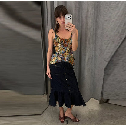 Sexy Print Sling Fishbone Corsets Women Backless Zipper Sleeveless Slim Tops Female 2026 Summer New Chic Evening Party Tanks