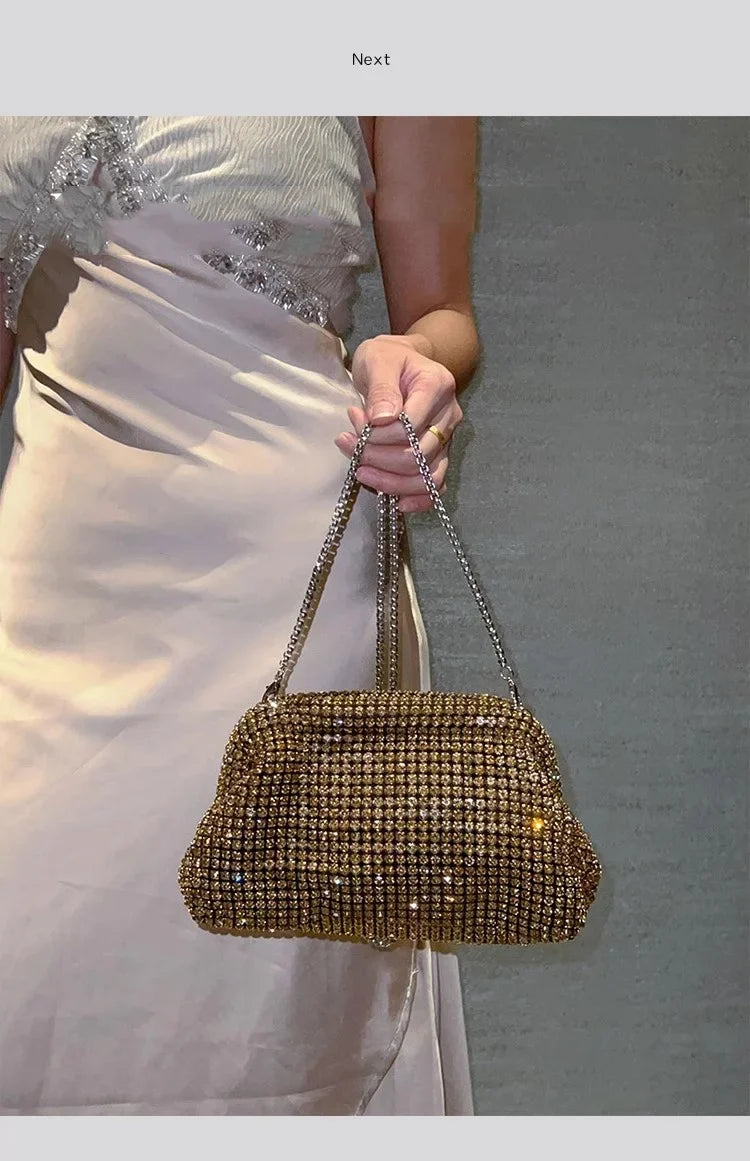 Luxury Glitter Cloud Bag Women's Handbag Crystal Shiny Rhinestones Diamond Evening Bag Wedding Party Clutch Purse Shoulder Bags