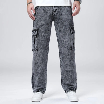 Men's Loose Straight Leg Jeans American Fashion Brand Casual Workwear Comfortable Fit Classic Style