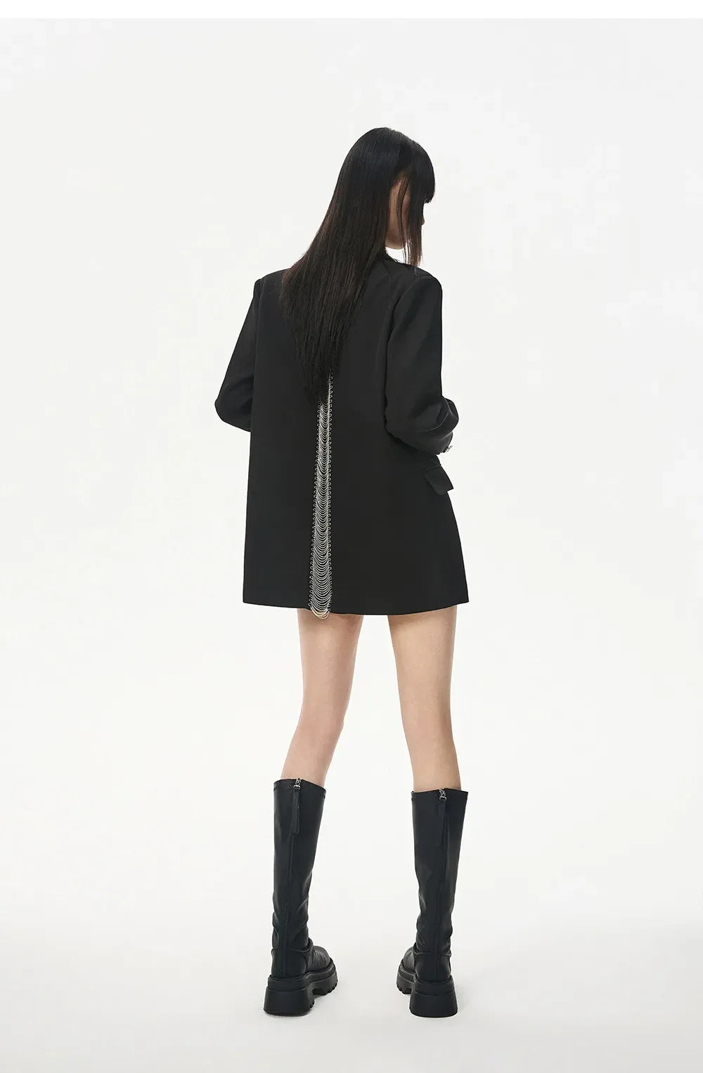 Women's Black Hollow Out Blazer Oversized Designer Suit Jacket Loose Fit Casual Office Blazer Fashion Coat Elegant Streetwear