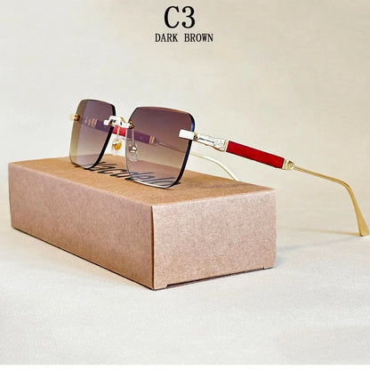 Vintage Square Sunglasses For Men Rimless Sunglasses Women Trendy Retro Fashion Glasses Gafas De Sol Hombre Lunette Soleil Femme