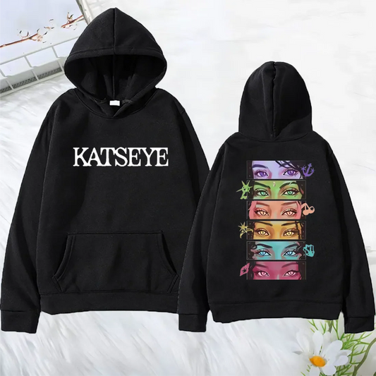 Korean Girl Group KATSEYE Graphics Hoodie Men Women's 2025 Manga Style vintage Fashion streetwear Long Sleeve Fleece Sweatshirts