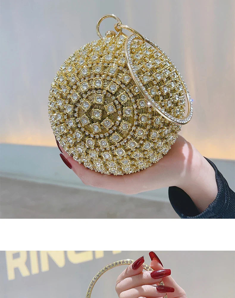 Round Pearl Clutch Purse Handbag Luxury Elegant Evening Bag Ring Handle For Women Bride Bridesmaid Wedding Party Handbag Purses