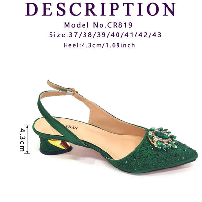 Royal Blue Sandals for Women 2024 Luxury Wedding Pumps Med Heels Rhinestone Design Party Shoes and Bags Set