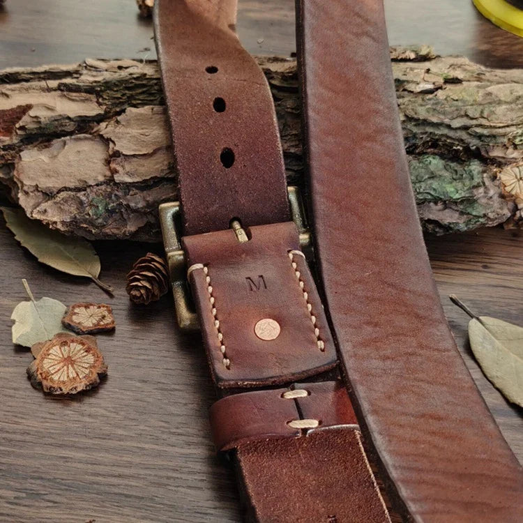 4.1CM Men High Quality Genuine Leather Belt Luxury Designer Brass Pin Buckle Belts Pure Cowskin Vintage Strap Male Jeans for Man