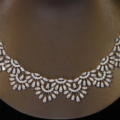 Luxury Shiny CZ Zircon Hollowed-out Shape Wedding Banquet Necklace Pageant Bridal Jewelry Sets for Women X0617