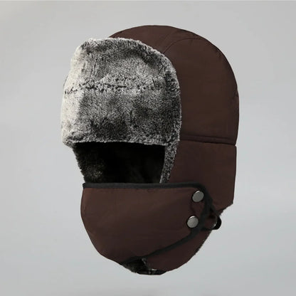 Pilot Hat Ushanka Men's Winter Trapper Hat with Windproof Mask-Russian Trooper Hat Hunting Skiing Hat for Men Women