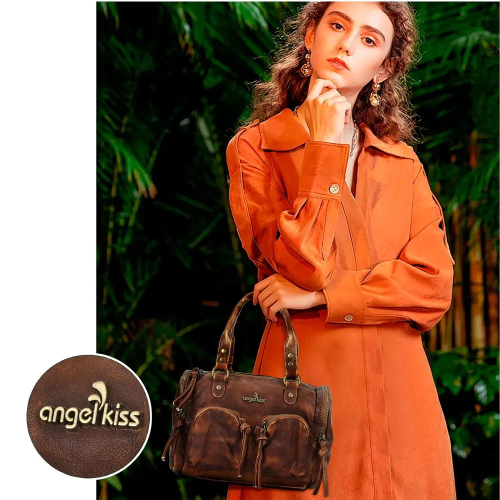 Vintage Women Handbags Small Satchel Top-handle Boston Bag PU Shoulder Bag Fashion Dumpling Pack Multi-pockets Shoulder Bags