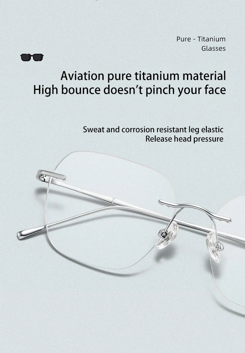 Ultra-light Titanium Rimless Myopia Frames Unisex Simple Square Read Frames Glasses Customized Prescription Glasses F0623