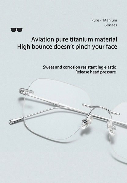 Ultra-light Titanium Rimless Myopia Frames Unisex Simple Square Read Frames Glasses Customized Prescription Glasses F0623