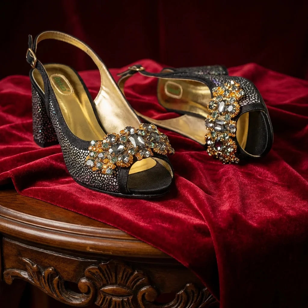 2026 New Green Elegant Women's High Heels Shoes  & Bag Set Rhinestone-Embellished Designer Shoes Perfect for Special Occasionss