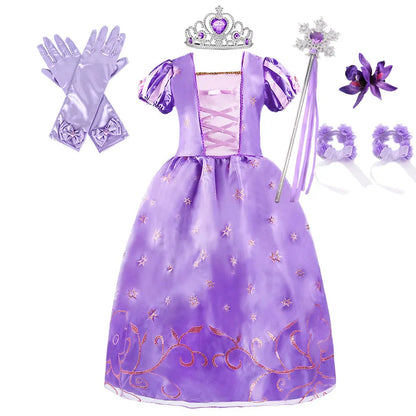 2026 Princess Party Costume Play Fancy Dress Girl Animation Movie Tangled Fairy Tale Halloween Apparel Purim Festival Frocks