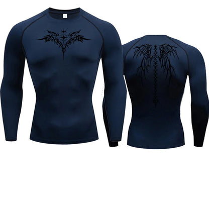 Men's Compression Shirt Anime Print Gym Sport Quick Dry Gym TShirts Fitness Athletic Undershirts Elasticity Tops Tee Summer Male