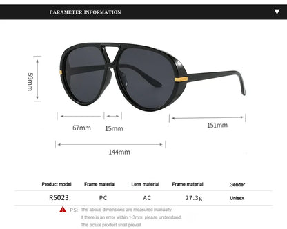 Cycling Trendy Women Square Twin Bridge Pilot Sunglasses New Luxury Designer Shades Outdoor Driving Travel Female Sun Glasses
