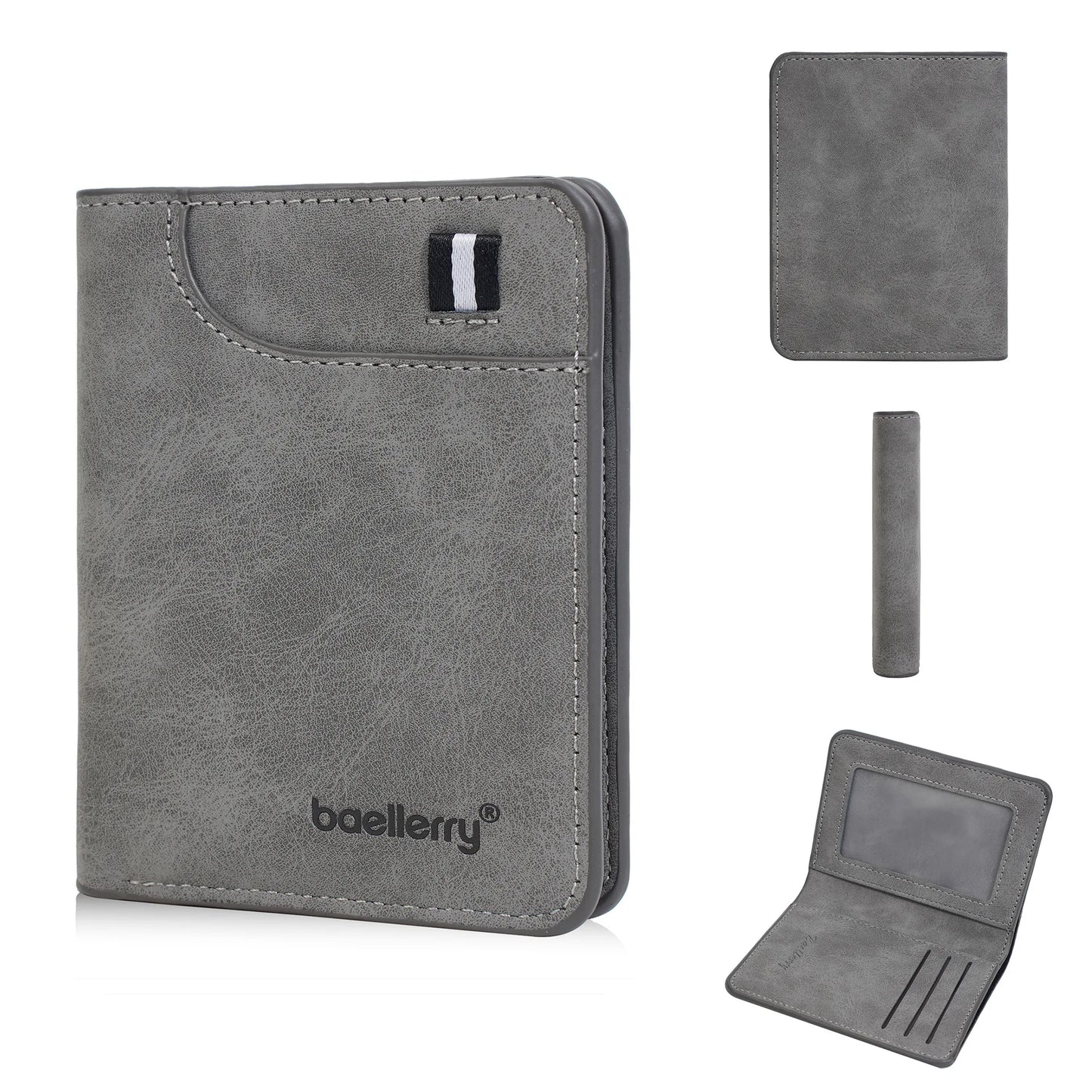 New Men'S Two-Fold Short Wallet, Thin Multi-Functional PU Small Wallet, Simple And Multi-Slot Card Holder