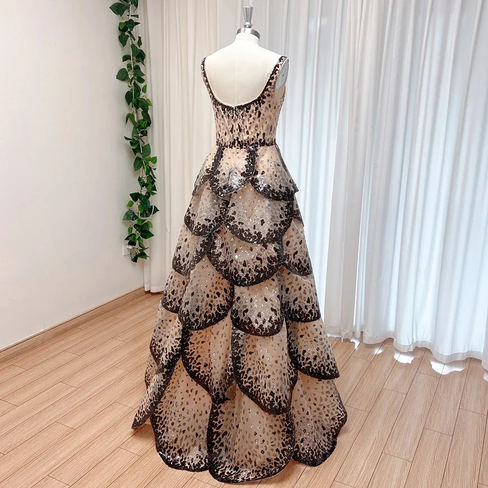 Luxury Sequined Evening Dress Tiered Petal Skirt Formal Prom Gown Customized Robe De Soiree For Women Party 2026