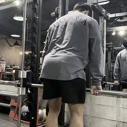 Men's Cotton Casual Long Sleeve T-shirt Man Gym Fitness Sweatshirt O-Neck Running Training Tops Male Workout Clothing Undershirt