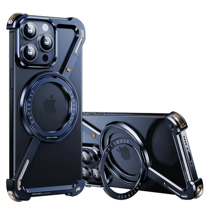Z Shape Metal Phone Case for iPhone15 /16 Pro Max Phone Protective Cover Shockproof Bumper w/360° Rotation Holder