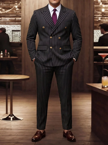 Men's Suit Sets Men's Striped Suits Dress Pants for Business Dinners and Weddings