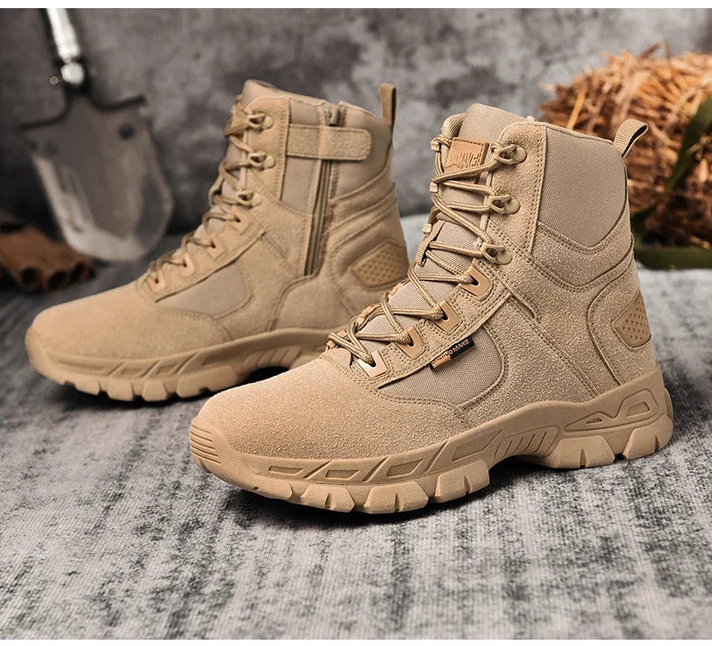 New Men Tactical Boots Ankle Waterproof Desert Hunting Hiking Shoe Unisex Lace Up Male Army Boot Brand Motorcycle Climbing Shoes