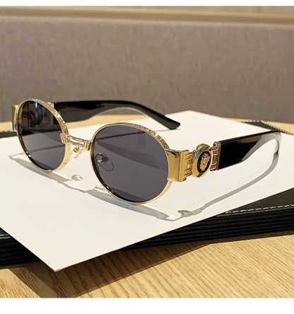 New Vintage Oval Sunglasses Metal Frame Women's Luxury Designery Sun Glasses Shades for Men Oculos UV400  Gafas De Sol Mujer