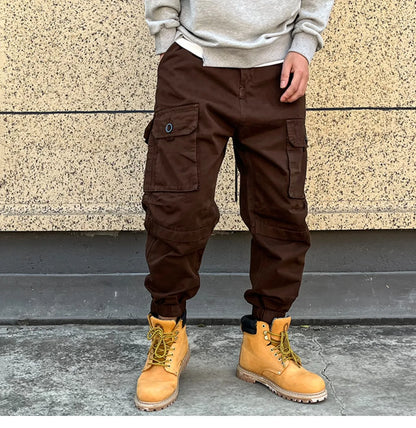 Korean Streetwear Tactical Cargo Pants Japanese Harajuku Casual Plus Size Harem Joggers Men Clothing Multi-Pocket Trousers Male