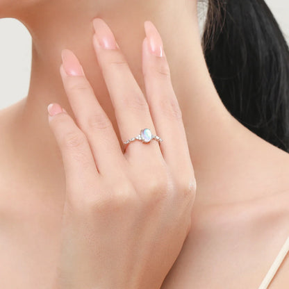 925 Sterling Silver Minimalist Oval Moonstone Ring Thin Women Engagement Female Ring Wedding Band Silver 925 Jewelry Gift